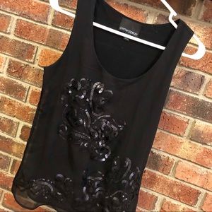 Black tank top with sequin design
